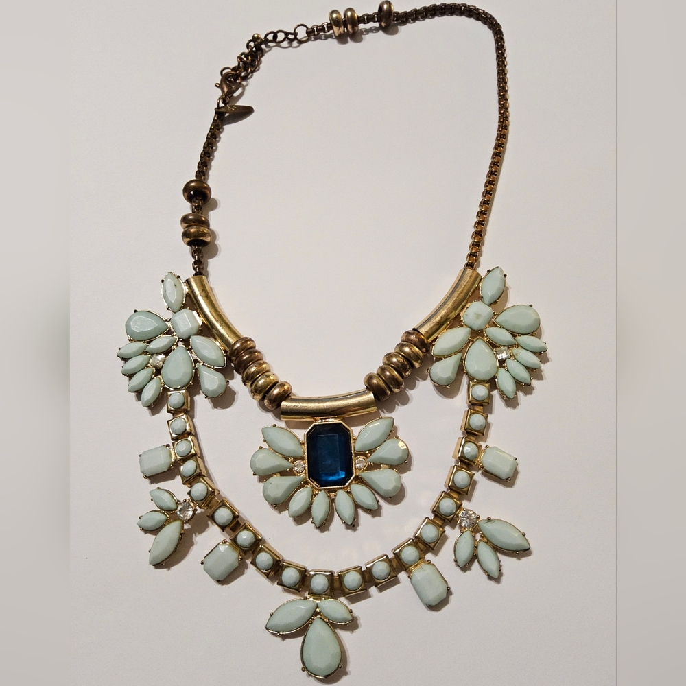 Elegant Gold and Blue Statement Necklace